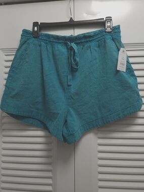 NWT Time and Tru Teal Drawstring Elastic Waist Shorts Size S (4–6)